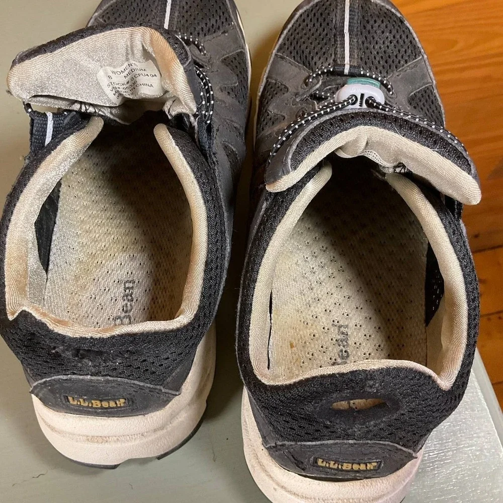 LL Bean Athletic Shoes Womens Size 8M Black Hiking Walking Bungee Workwear‎
